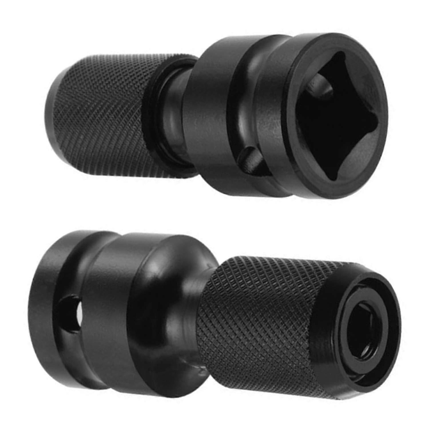 2 Pack 1/2" Square To 1/4" Hex Socket Adapter, Quick Release Impact Ratchet Chuck Converter And Screwdriver Bit Holder Socket