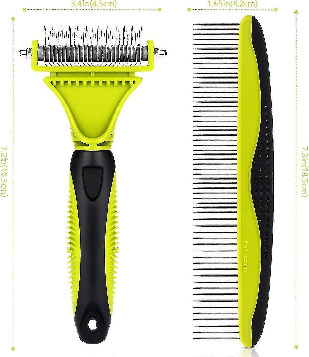 Cat Comb, Dog Comb, Pet Grooming Tool Kit - Double Sided Row Comb Removes Loose Undercoat, Knots, Mats And Tangled Hair