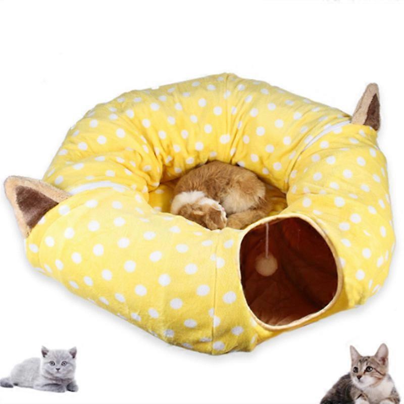 MIMIGO Cat Tube and Tunnel with Central Mat for Cat Dog, Soft Plush Material and Full Moon Shaped, Length 98" Diameter 9.8", 2 Color