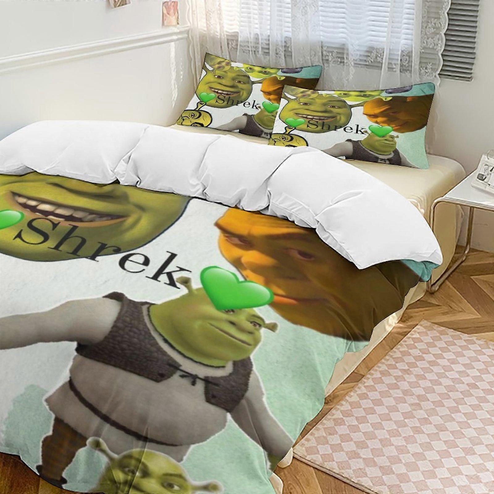 a2265 Lakan Shrek sängkläder set påslakan set tecknad tema barnrum lakan iip2265