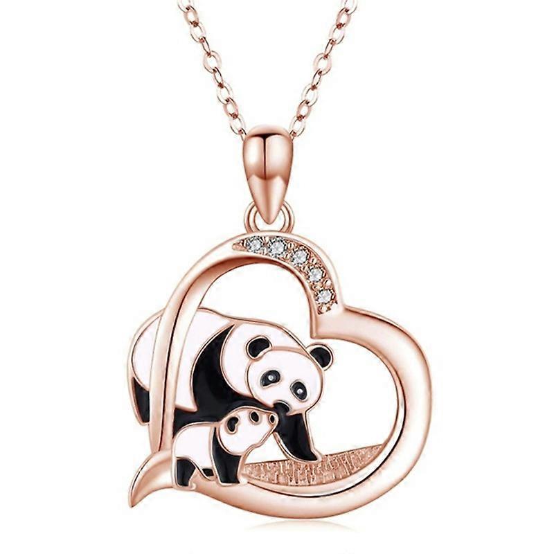 Collier Mignon Panda 925 Sterling Silver Coeur Pendentif