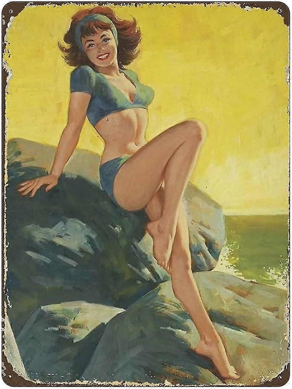Placa de Metal Surf Shop Pin Up Girl Vintage Tin Poster Metal Sign 8x12 Polegadas OU 12x16 Polegadas Modo 1731