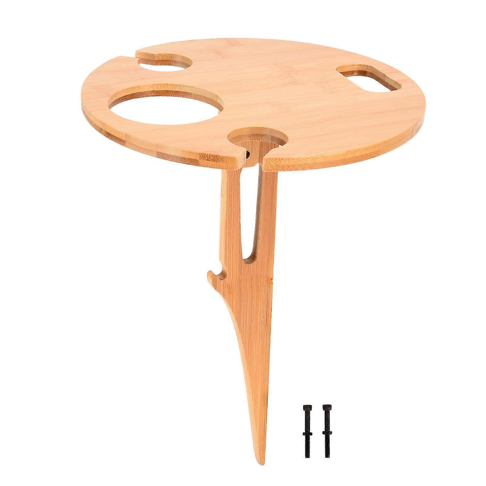 Outdoor Wine Table Portable Bamboo Mini Wine Rack Picnic Table Folding Beach Wine Table