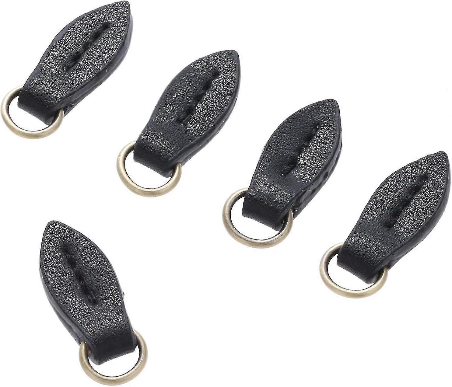 5pcs Leather Zip Puller Leaf Shape Zipper Tags Fixer Pull