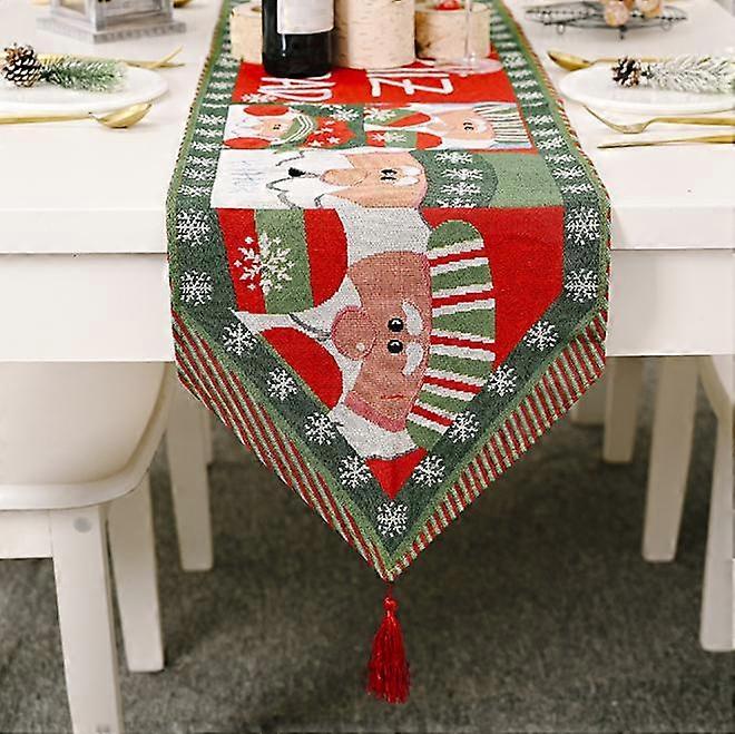 Rectangular Christmas Tablecloth Polyester 35*180m Christmas Tree Patterns for Christmas Table DecorationPrinted Christmas Tablecloth Absorbent Tablec