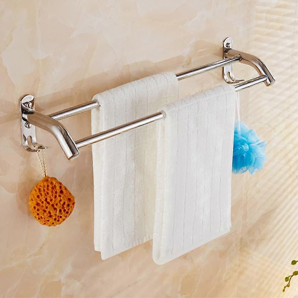 Chrome Towel Rack Towel Shelf Stainless Steel Towel Rack Bathroom Towel Rack Wall Mounted Towel Rack With Hooks, 49Cm