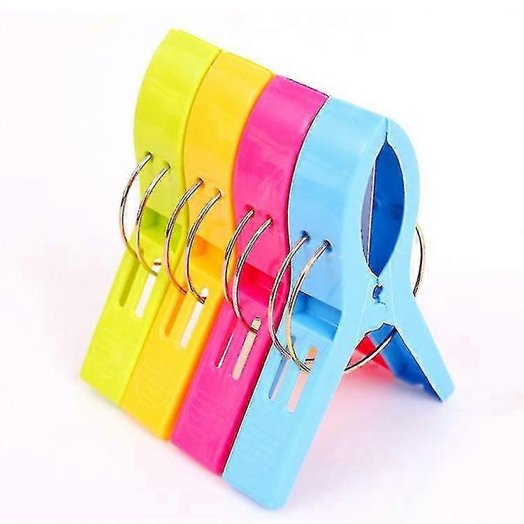 Clothespin, 4-piece Beach Towel Clip, Plastic Windproof Clip (random Color)