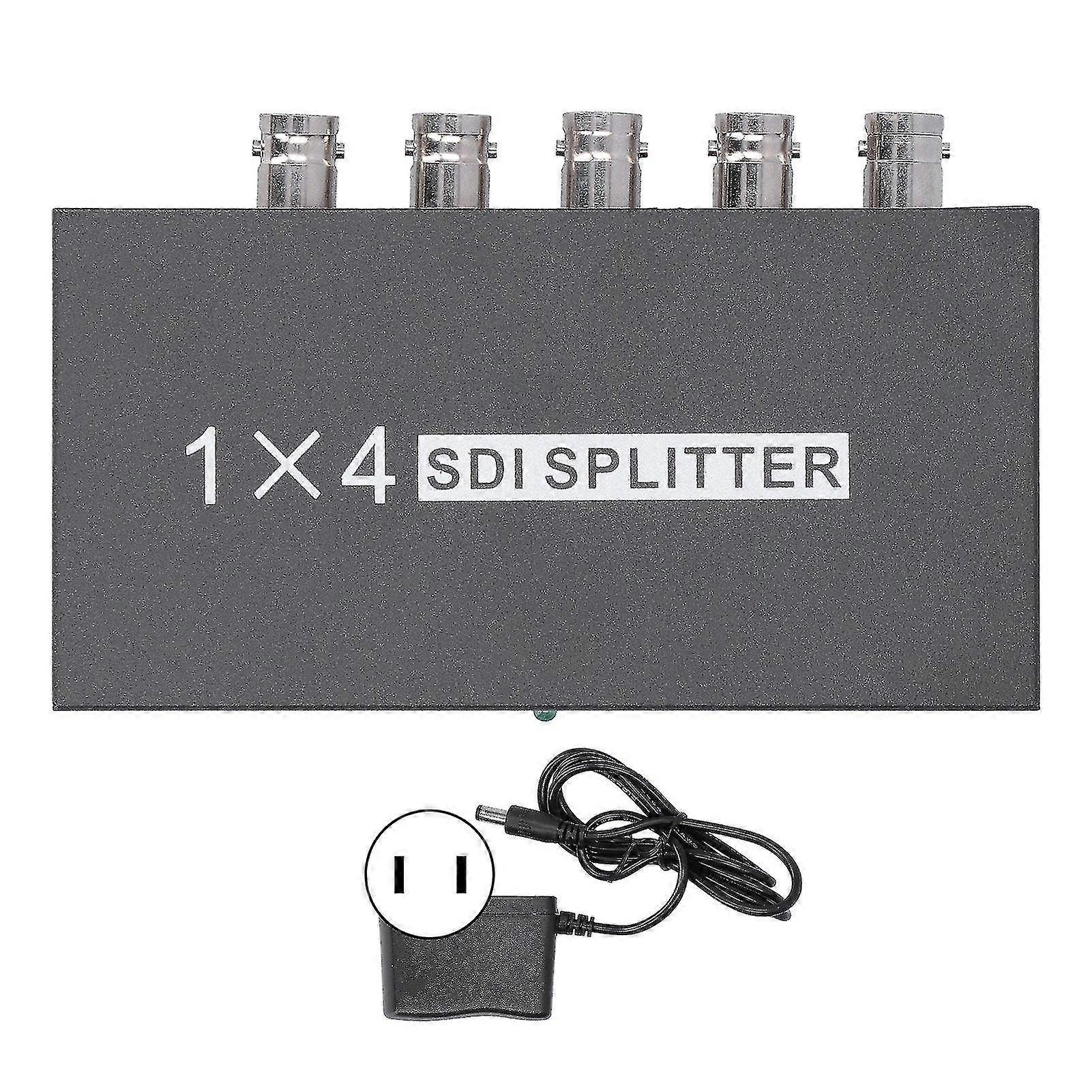 SDI Splitter 1x4 - 100240V, Supports SDHD3GSDI, Repeater Extender (US Plug)
