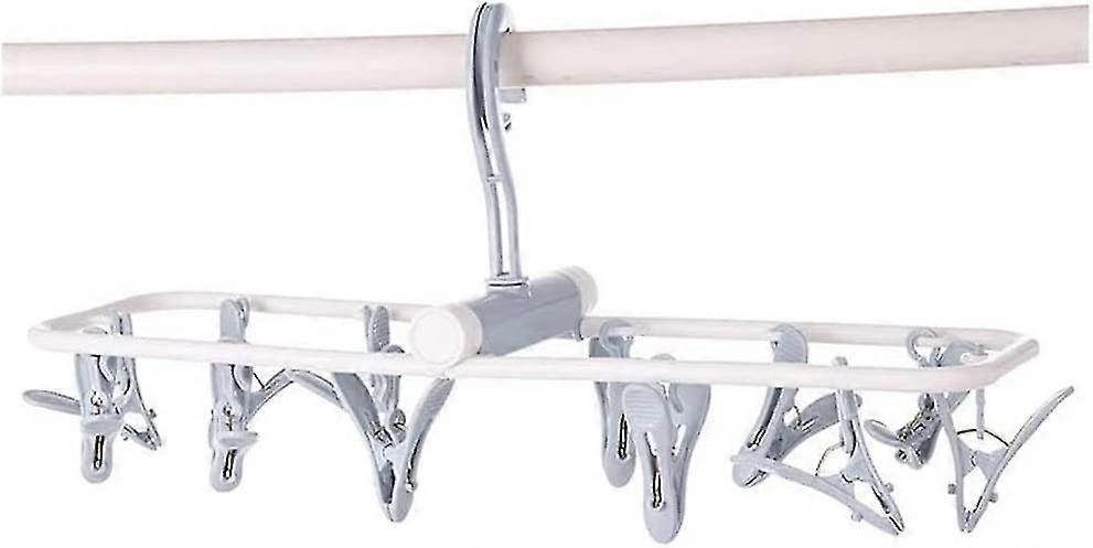 2-Piece Clothes Drying Rack Home Multi-Function Folding Airer Multi-Clip Socks Underwear Hanger Multi-Functional Clothes Rack Clothes Hanger With 12 C