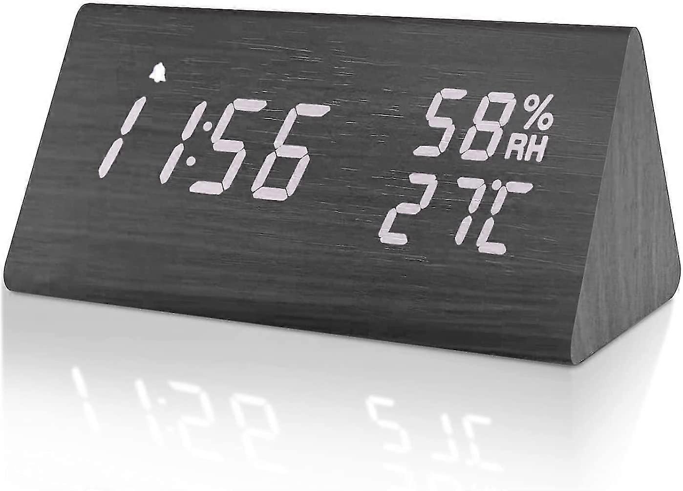 Besvic Wooden Digital Alarm Clock, Led Desk Clock With Memory Function, Design Alarm Clock