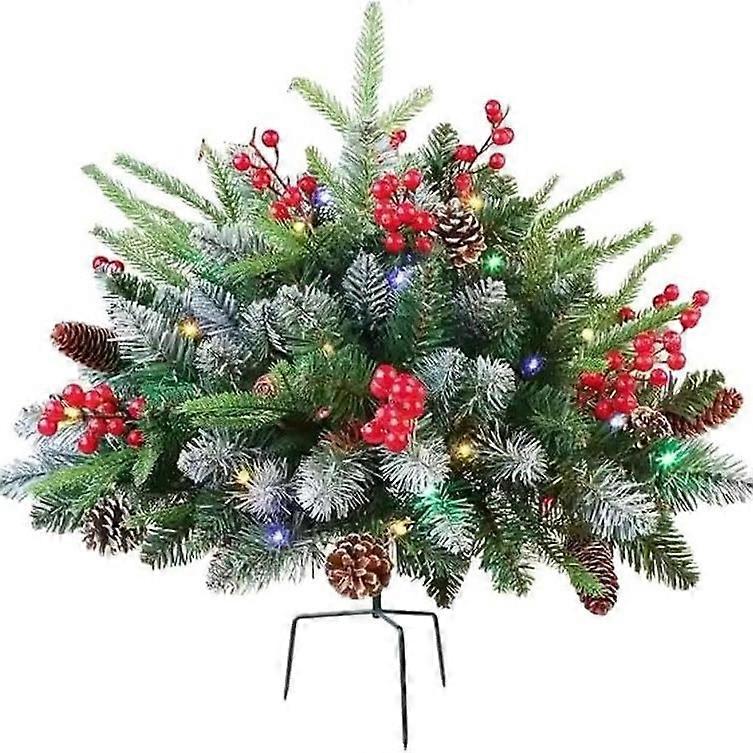 Prelit Planter Bushes, Lighted Artificial Christmas Urn Filler, Pre-lit Xmas Pine Trees, Holiday Planter Filler Decorations