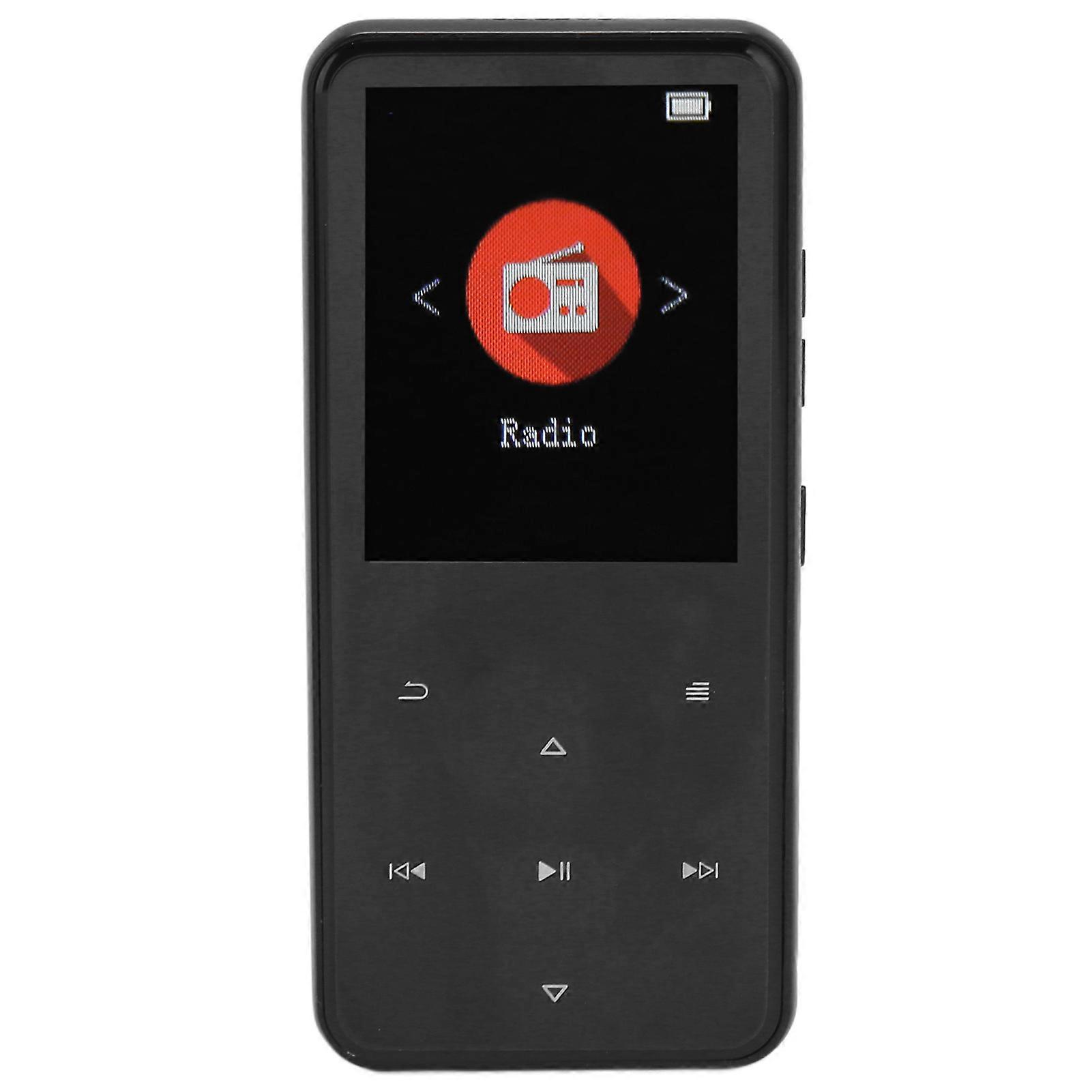 MP3 Player 2.4 Inch Smart HD Noise Reduction Touch Button FM Radio 16GB Bluetooth 5.0 Music Player with Memory Card Black 64GB Memory Card