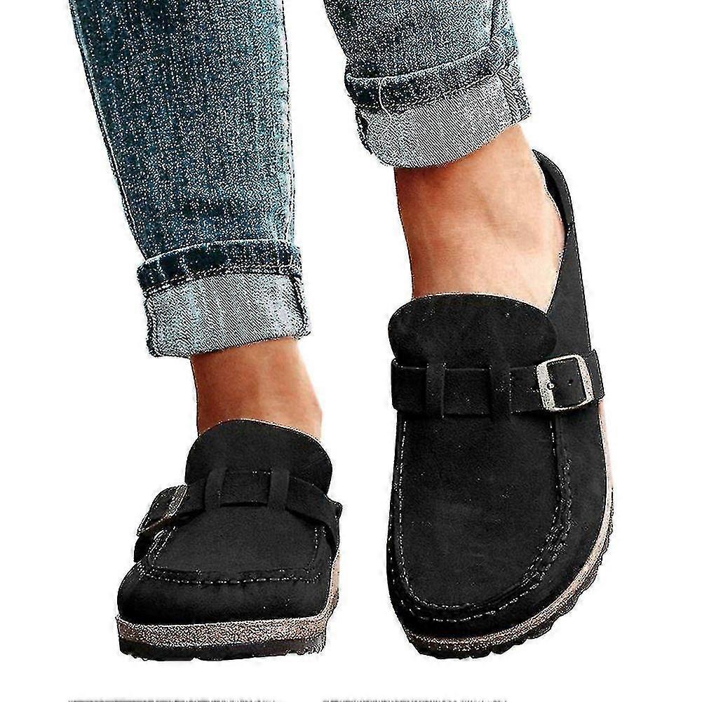 Sabots confortables et décontractés pour femmes, sandales à enfiler en daim, chaussures d'été pour la maison et le bureau