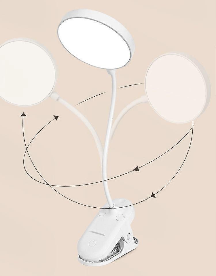 Dww-1 Piece Wireless Rechargeable LED Desk Lamp, 3 Colors and 3 Adjustable Brightness Levels, USB Touchscreen Bedside Lamp with Child Clip, 360 Flexib