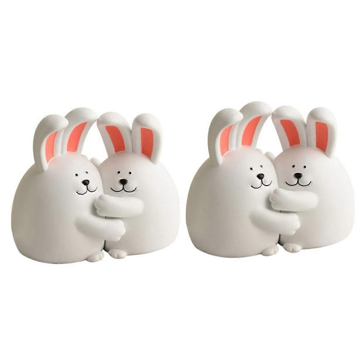 2 Pair Hug Rabbit Bookend Rabbit Book Stand Crafted Book Ends Bookends Holders Animal