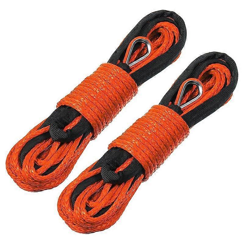 Synthetic Winch Rope Winch Line Cable Rope 1/4 Inch X 50 Feet UV Resistant for UTV ATV Winch Truck Supplies Orange