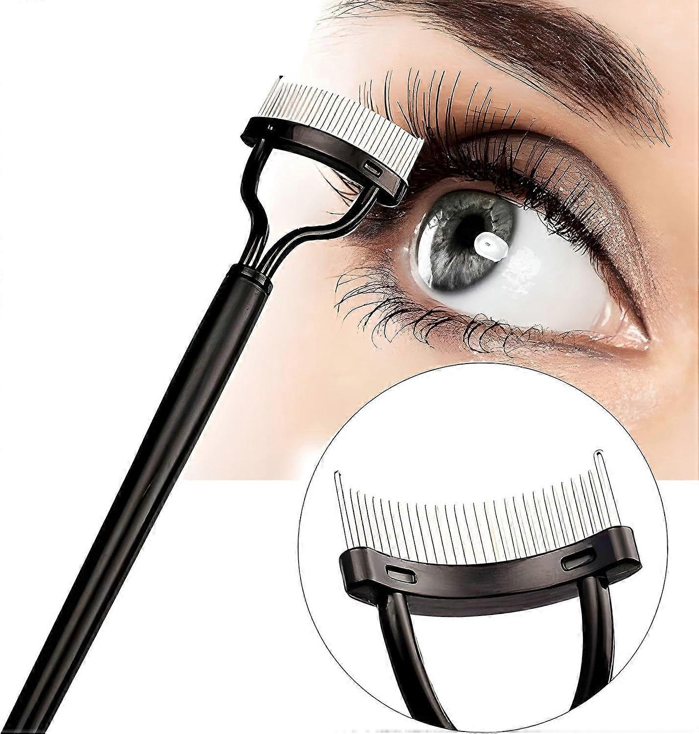 Deluxe eyelash comb with stainless steel ends, eyelash separator, eyelash brush and metal comb, ergonomic eyelash comb with curved stainless steel end