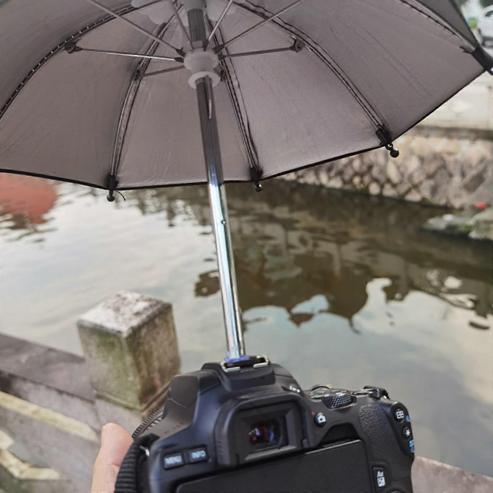 Ombrello Per Fotocamera Con Attacco Hot Shoe - Parasole Antipioggia/Antisole 25 Cm, Per DSLR, Leggero E Portatile