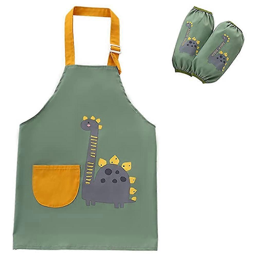 Kids Apron - Waterproof Aprons With Adjustable Strap And Pocket Kitchen Bib Aprons-110 Yards - Dinosaur