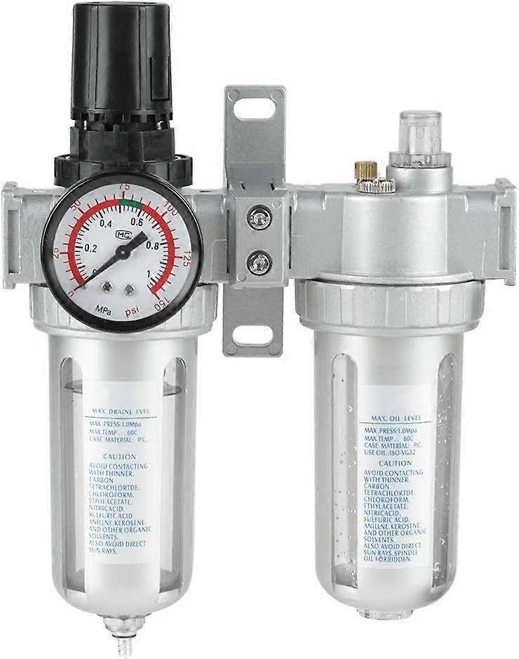 Filter Regulator Lubricator for Compressed Air,SFC400 Air Compressor Regulator Filter with GaugeG1/2