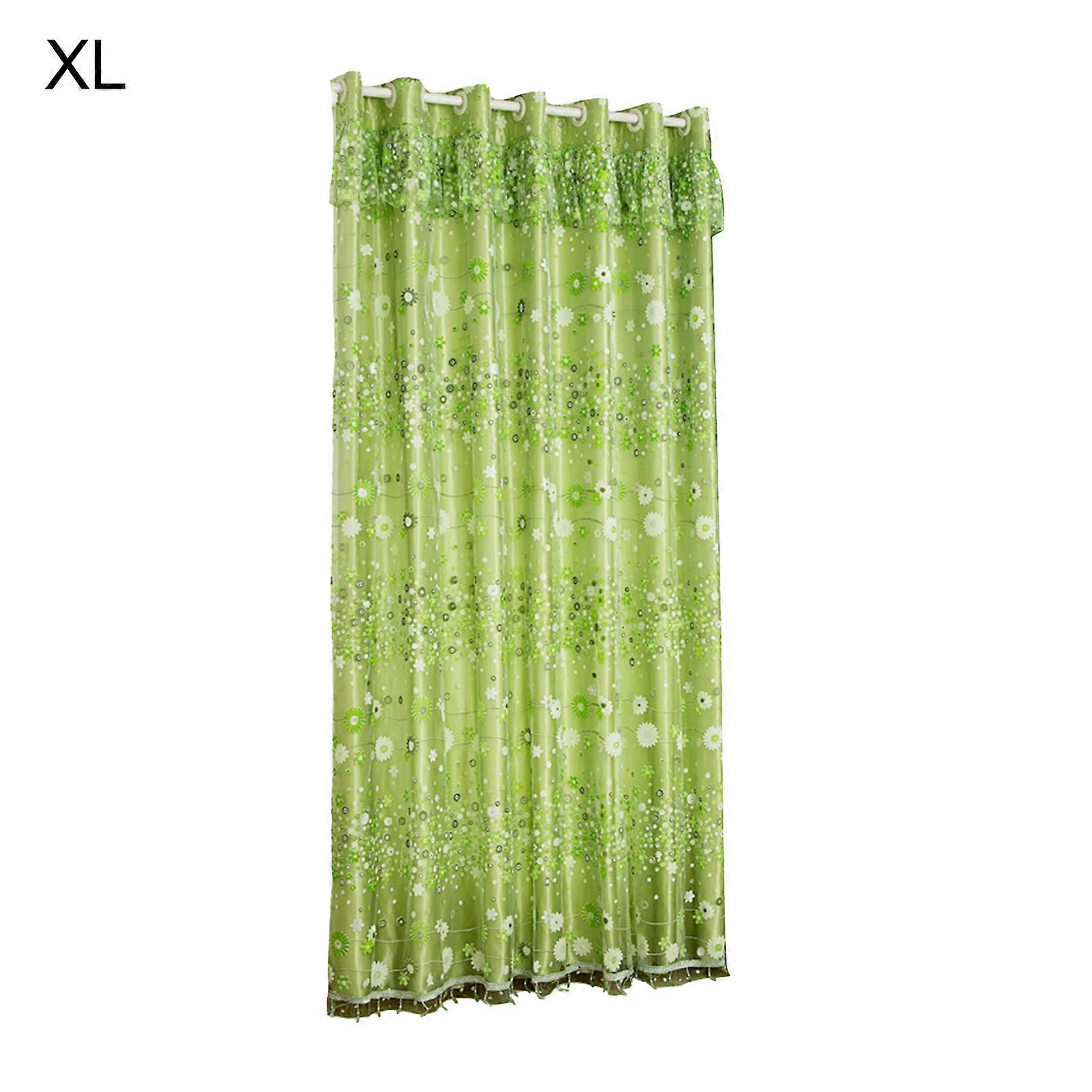 Eye-catching Tulle Curtain Double-layer Polyester Flower Printed Sheer Curtain Drape for Living Room