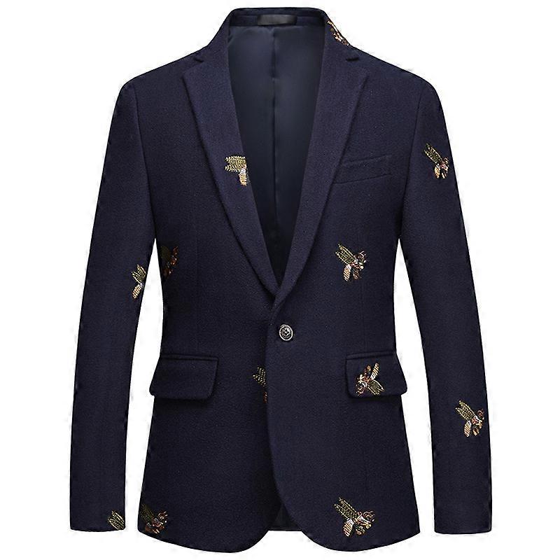 Men's Business Casual Two Button Bee Embroidered Suit