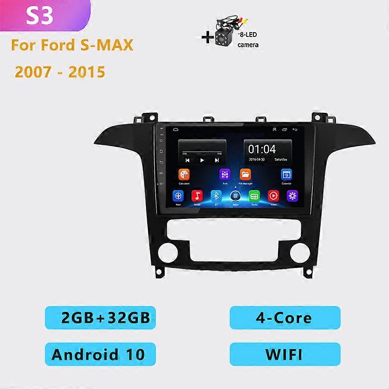 2DIN Android 10 Car Radio Stereo Multimedia Player 9 inch screen Carplay Auto BT WIFI GPS for Ford S-MAX S MAX 1 2006 - 2015