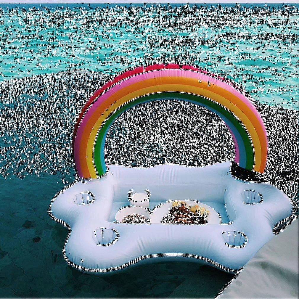 Sommer Party Regenbogen Wolke Cup Halter Aufblasbarer Pool Floaties Bier Getränk Kühler Tisch Tablett Strand Schwimmring
