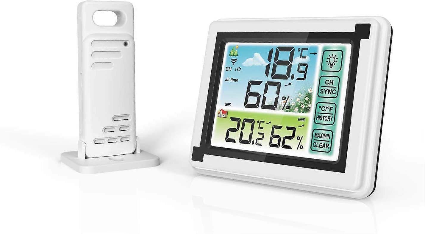 Wireless Weather Station with Indoor Outdoor Sensor Hygrometer Digital Thermometer with Large LCD Di