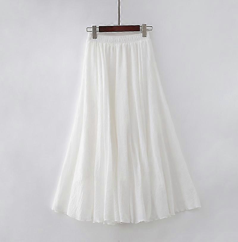De înaltă calitate bumbac lenjerie maxi fusta femei casual elastic talie înaltă plisat A-line Beach Fuste Boho Saia Feminina Faldas Jupe