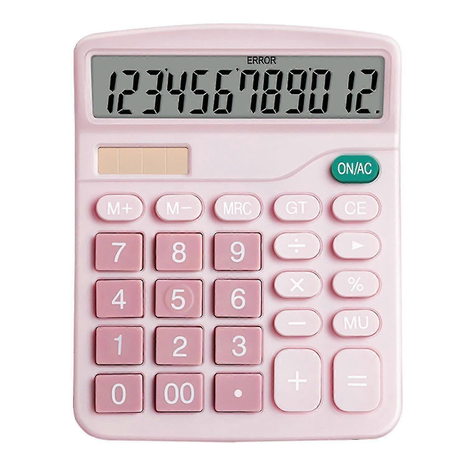 Calculator Desktop Dual-power With Large Display Color School Office Electronic Calculator(pink)