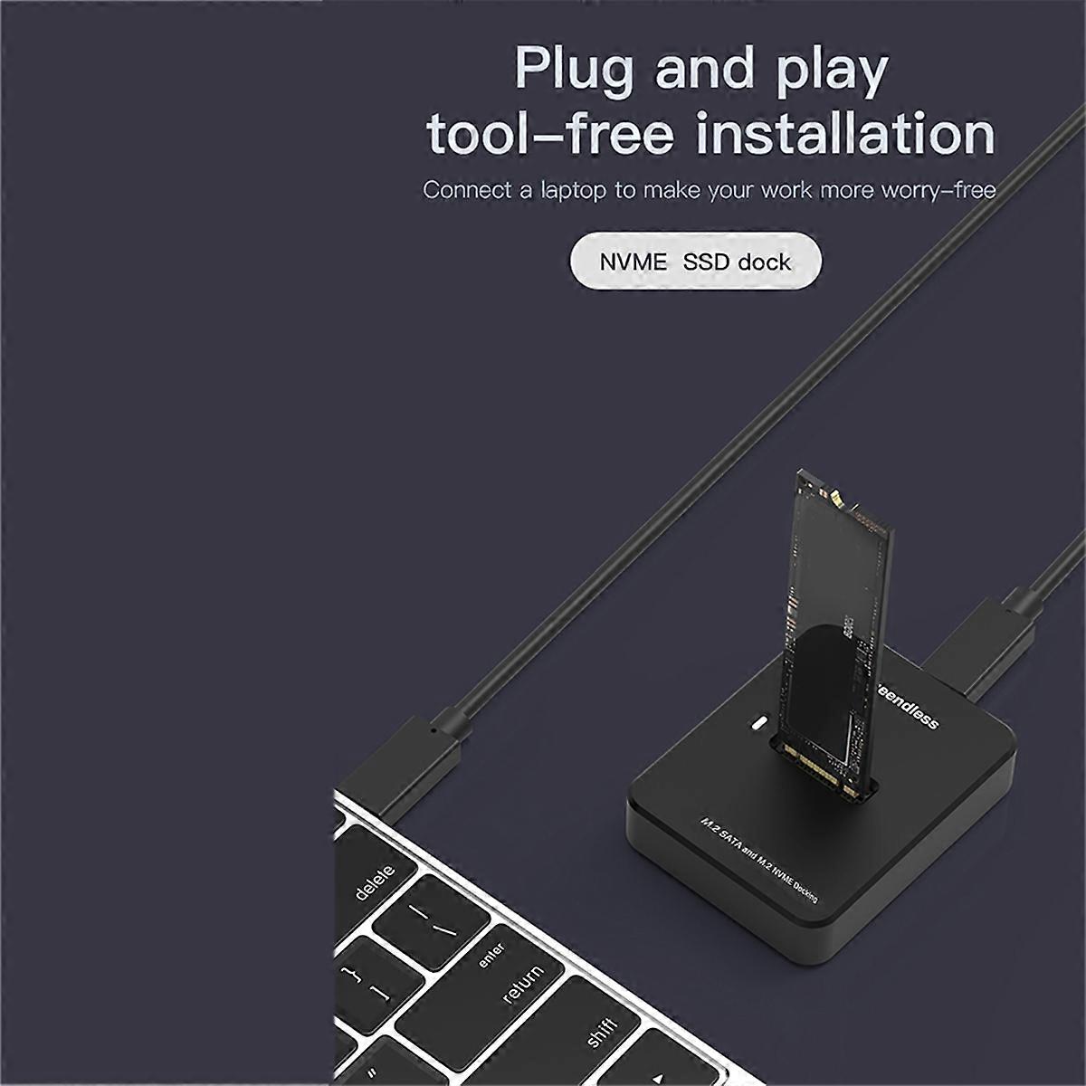 Dual Protocol M.2 SATA SSD Docking Station Base External SSD Hard Disk Enclosure Online Reading Wr