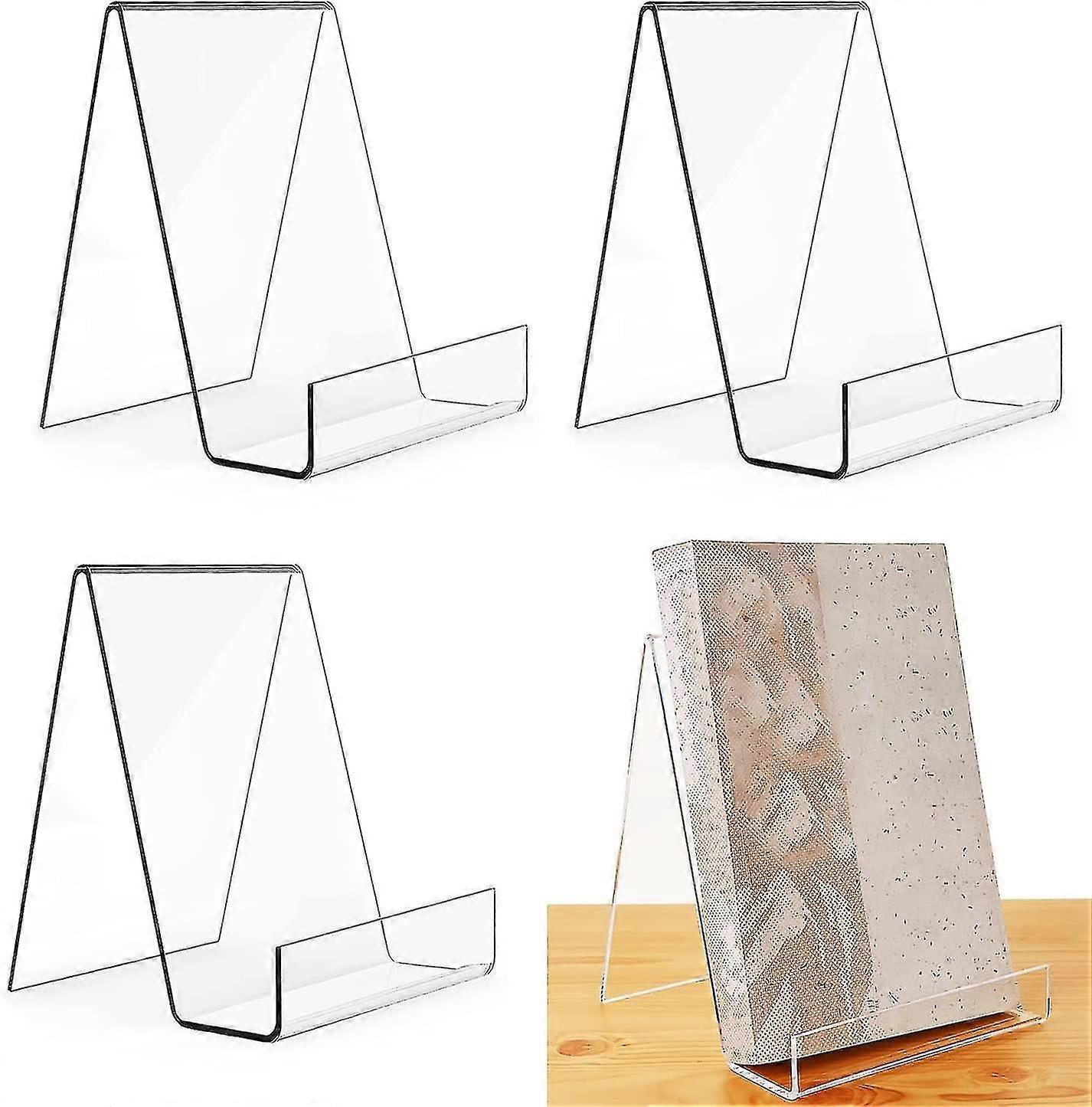 3 Pieces Clear Acrylic Bookshelf Clear Book Display Stand Acrylic Plexiglass Book Shelf Desk Display Stand For Displaying Books, Notebooks, Picture Bo
