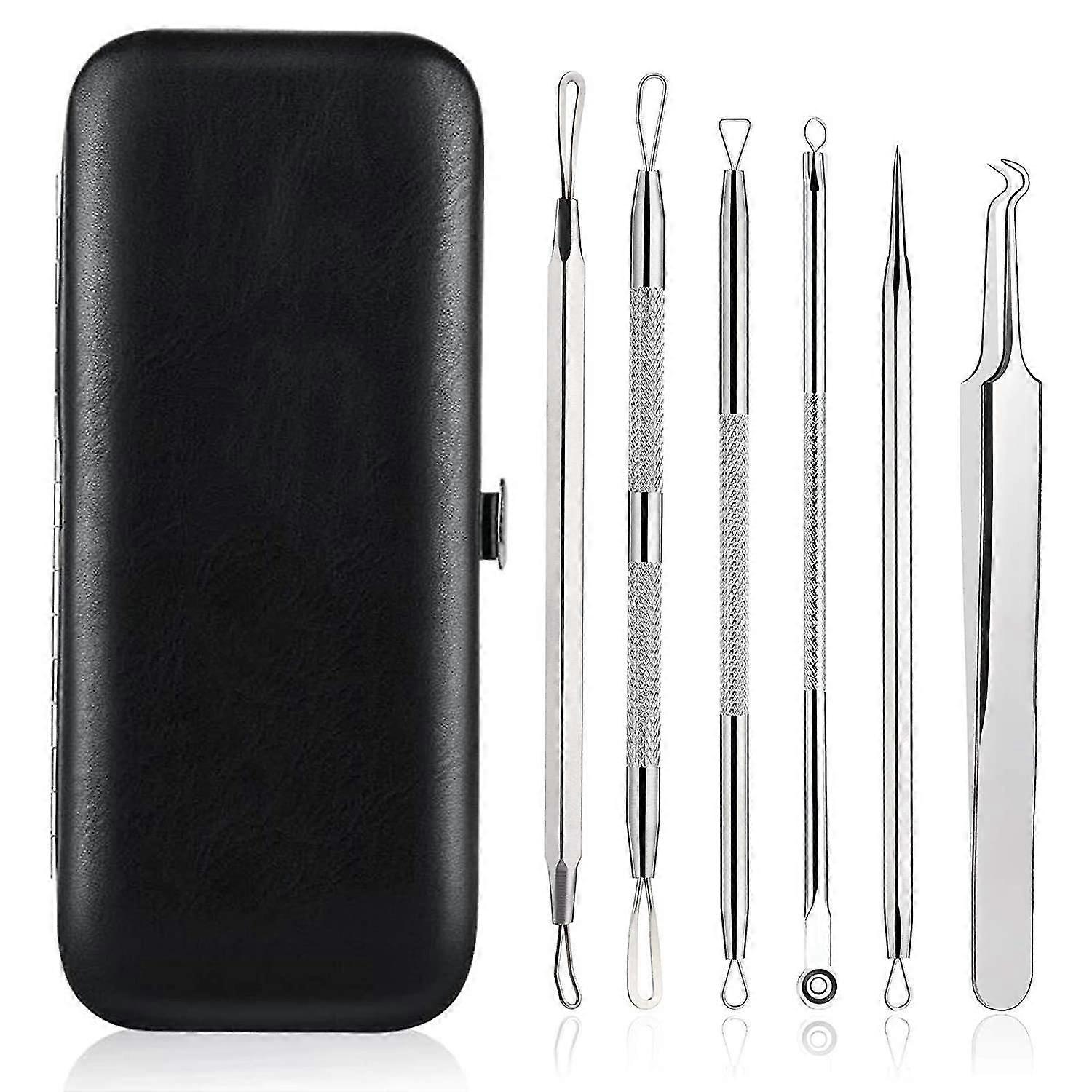 6 Pcs Blahead Remover Comedones Extractor Acne Removal Kit For Blsh, Whitehead Popping, Zit Removing For Nose F Tools With A Leather Bag(sie,8125