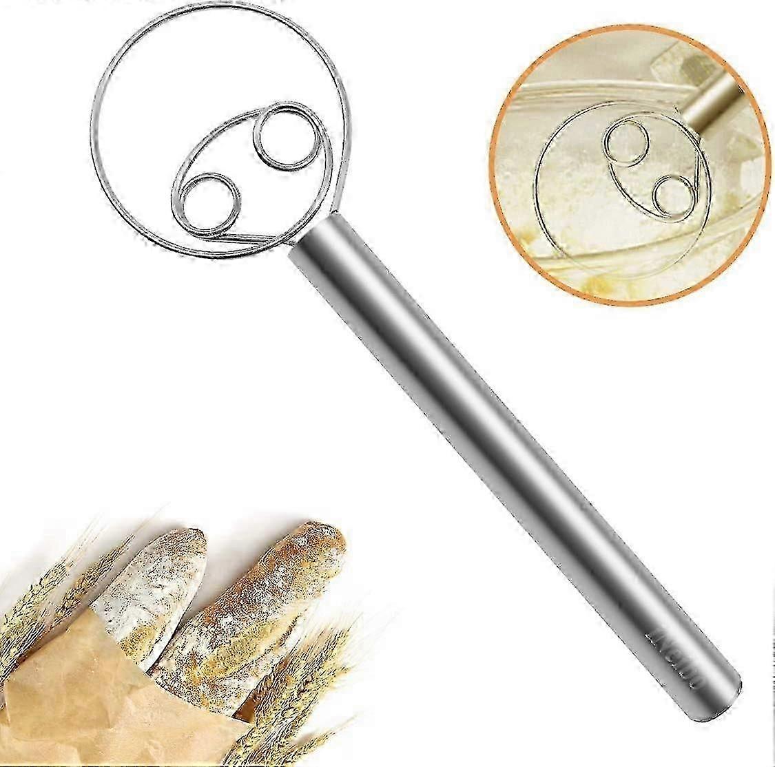 Dough Whisk Bread Mixer, Danish dough Whisk for Bread Making, Large Stainless Steel Dough Whisk Perfect for Baking Pastry or Pizza