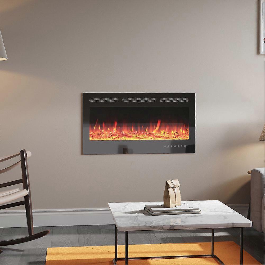 Recessed/Wall Mounted Electric Fireplace Adjustable Flame with Remote