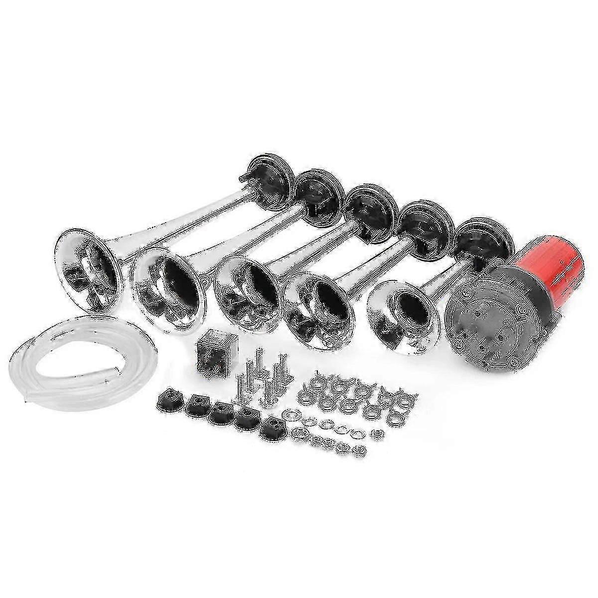 ブラック 5 トランペットエアホーン 12v 125db ディキシーミュージカルエアホーンデュークオブハザードジェネラルリーユニバーサルカートラックボートエアコンプレッサ