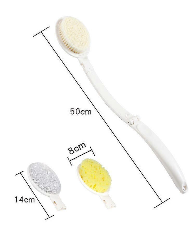 1 piece long handle bath brush white