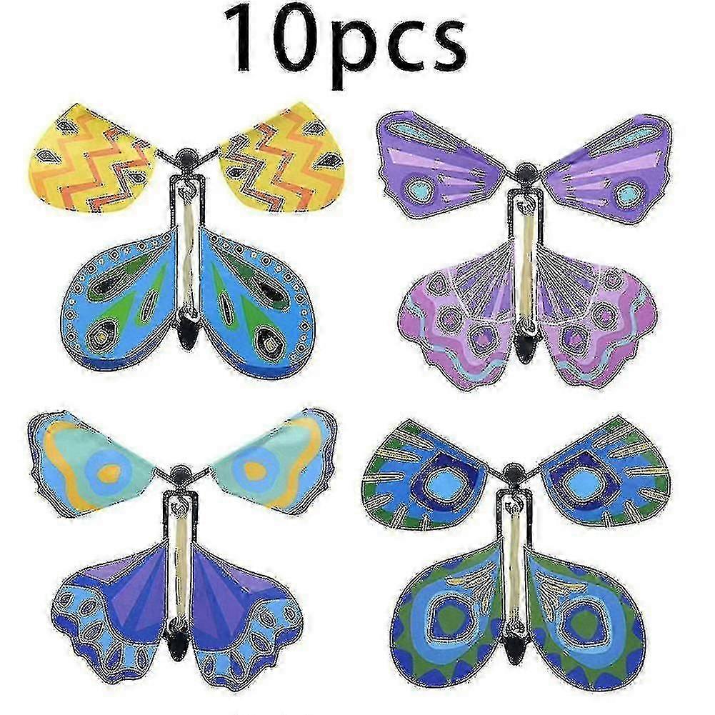 10/20/100pcs Fluttering Flying Butterfly Wind Up Butterfly Flutter Card Prank Butterfly Flying Paper