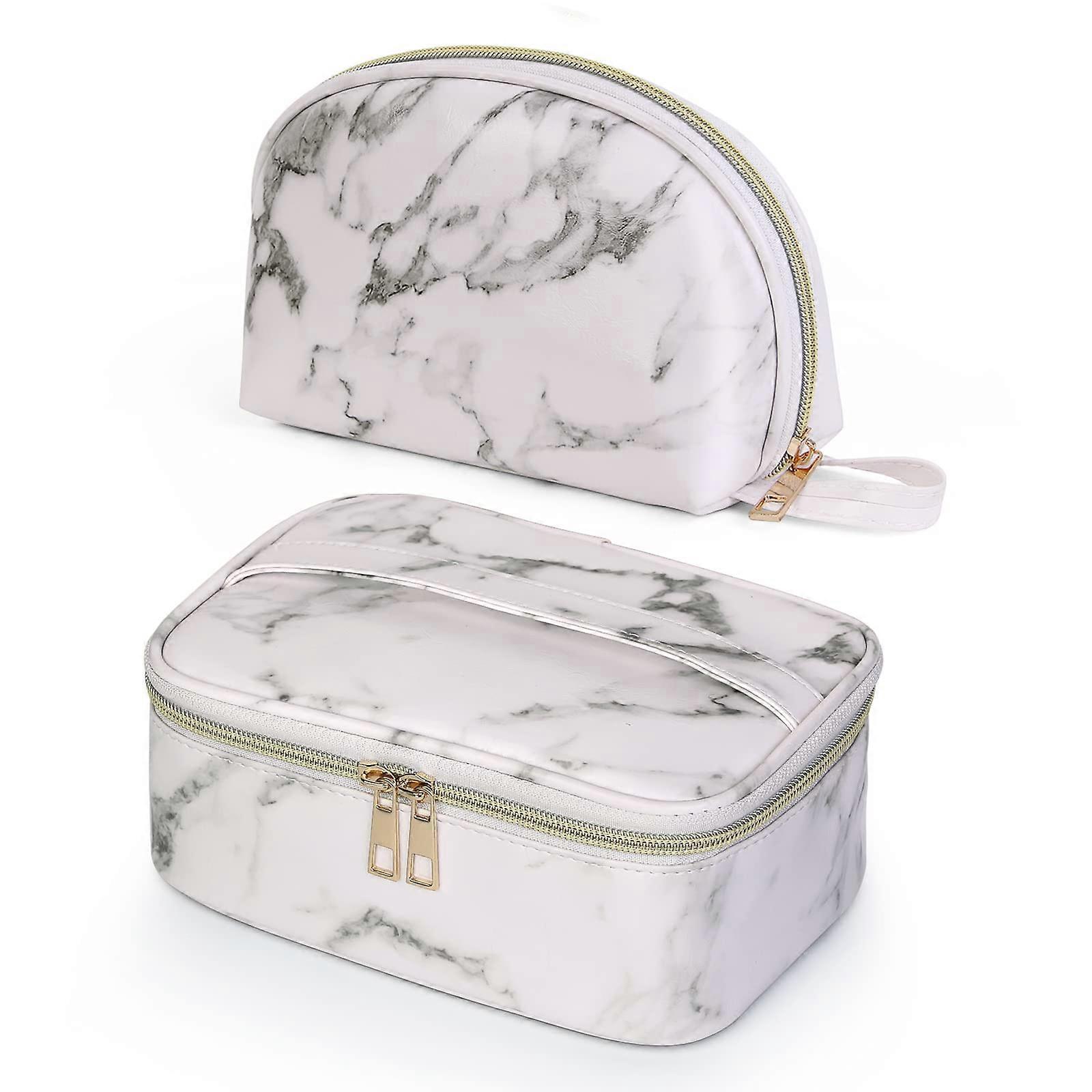 Marble Cosmetic Bag Set - 2 Pcs Toiletry Organizer for Women, Multifunctional Storage in Stylish Design, Durable Material