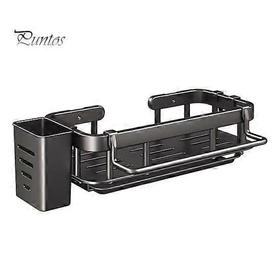 Kitchen Sink Rack Organizer with Chopstick Holder Strong Load-bearing Easy to Install Punch-Free Kitchen Wall Storage Shelf Sink Caddy