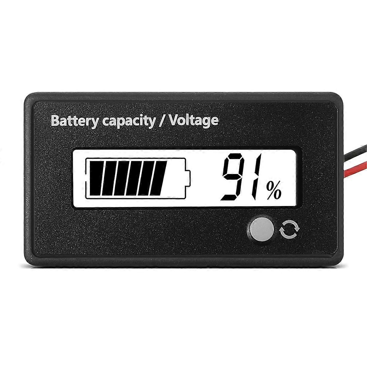 DC 12V-72V Lead Acid Lithium Battery Capacity Voltage Meter Battery Indicator Monitors White Screen