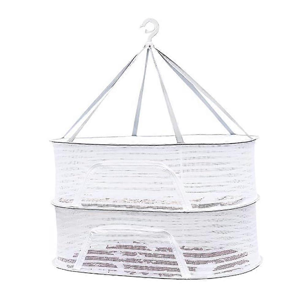 Folding 2-Layer Mesh Drying Rack with Zipper for Herbs, Vegetables, Clothing, Food Drying