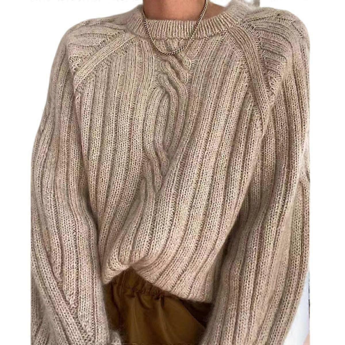 Damen Pullover Pullover Langarm Rundhalsausschnitt Strickpullover