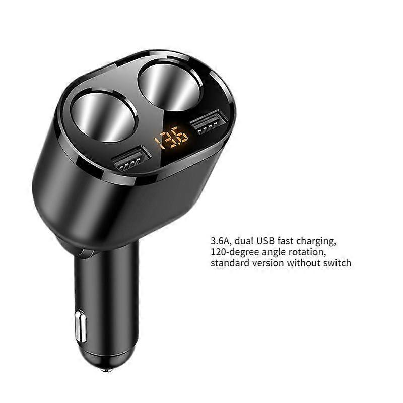 USB Car Charger (Standard Version Dual USB Fast Charge Dual Holes Extended Voltage Detection) (One Set)