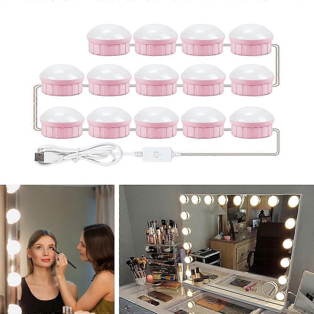 14 LEDs Mirror Front Light Dimmable Makeup Mirror USB Touch Control Light