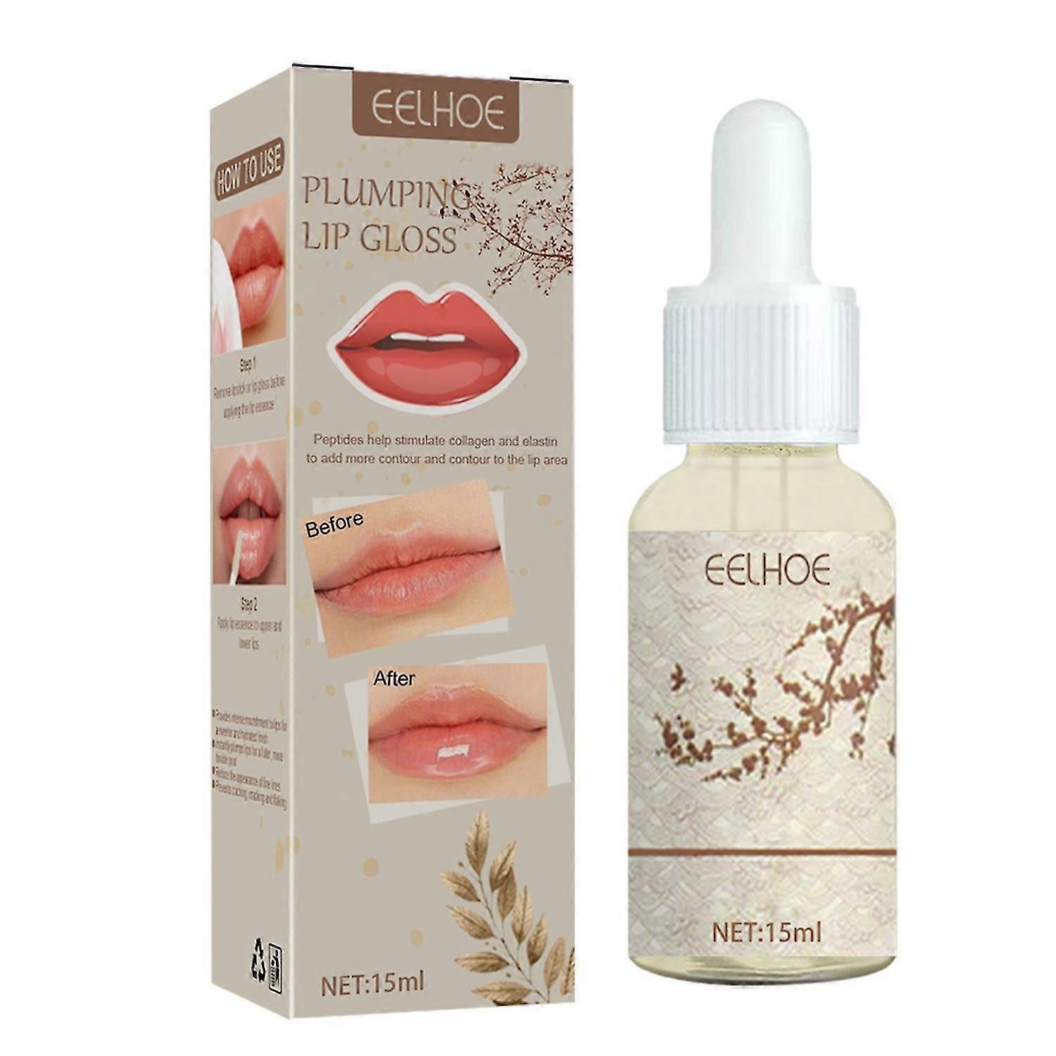 EELHOE Lip Plumping Gloss 15ML/Bottle Hydrating Nourishing Invigorating High-Shine