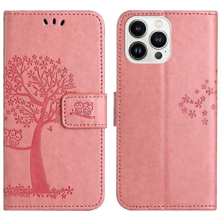 Compatible For iPhone 16 Pro Wallet Case PU Leather Owl Tree Imprinted Phone Cover