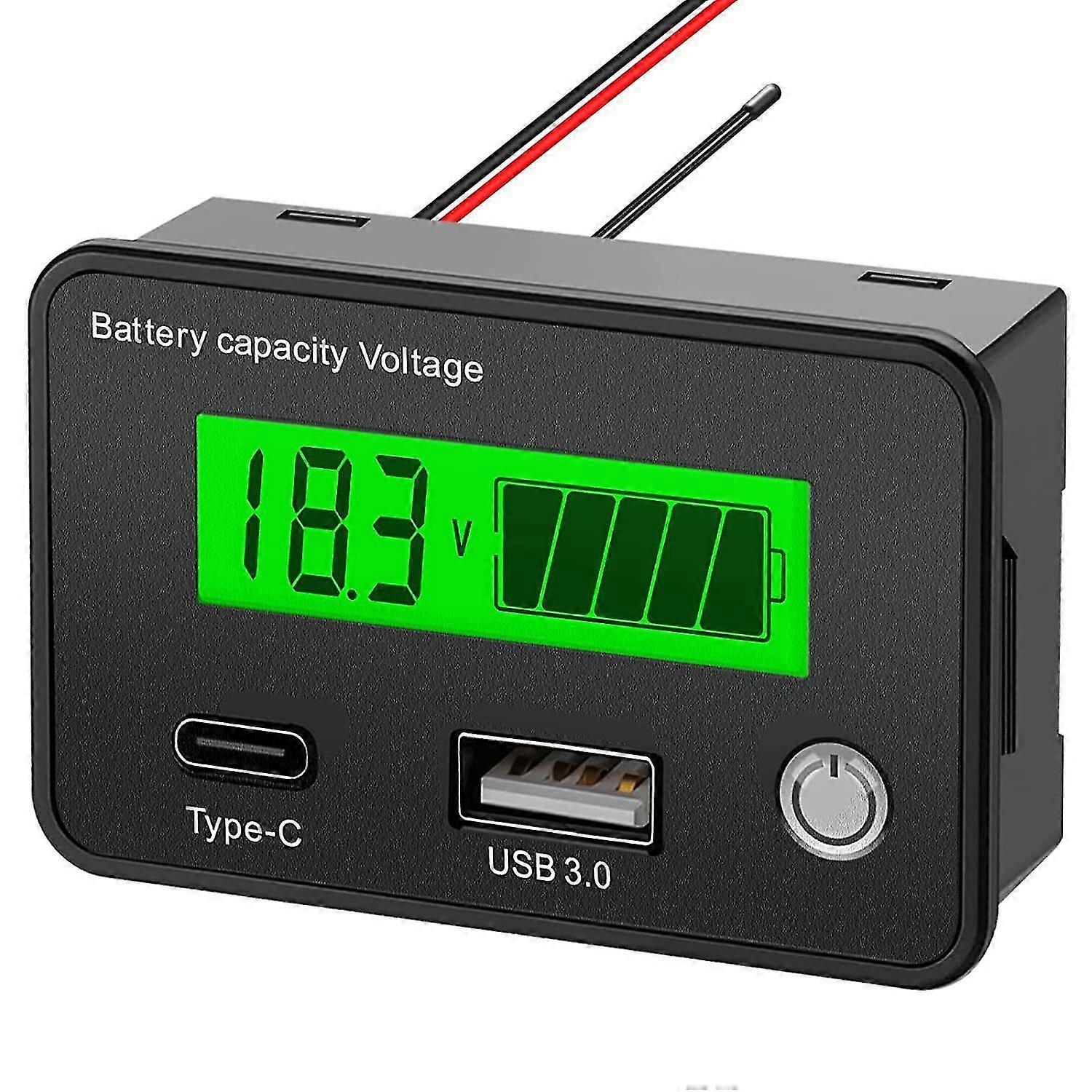 12V Voltage Battery Panel USB Digital Display Meter For Battery Car Motorcycle