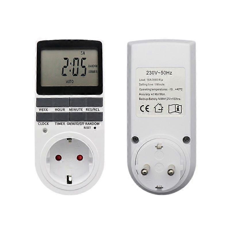 Digital Programmable Socket, Daily/Weekly Digital Timer, Electrical Outlet Programmer with LCD Screen and Anti-Theft Random Mode, Energy Saving (2 Pa